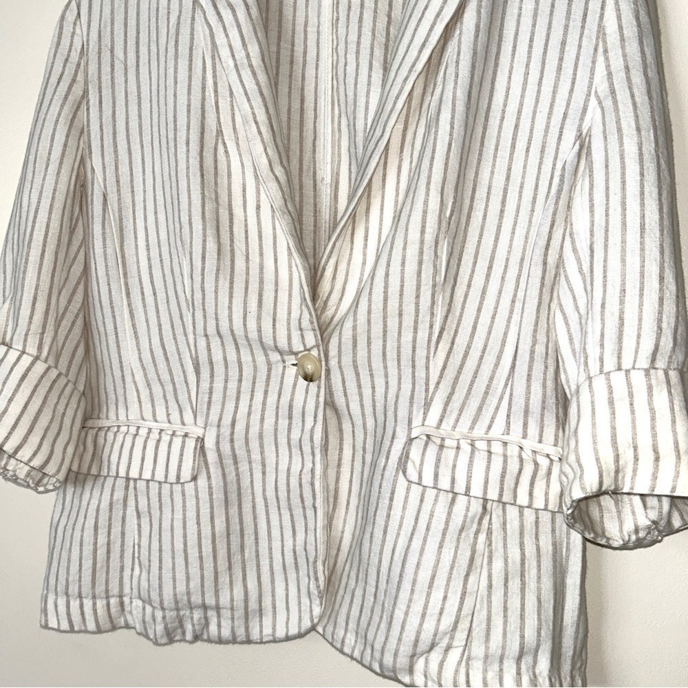 Chico's LINEN Striped Women's Blazer Jacket Size 0 or Small - Picture 3 of 14